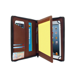 Más nuevo <span class=keywords><strong>A4</strong></span> gerente de negocios reunión <span class=keywords><strong>A4</strong></span> pu Carpeta de cuero pu zip cartera de documentos con tabletas caso - Product Image 4