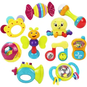 10pcs תינוק רעשנים Teether, שייקר, לתפוס וספין רעשן, מוסיקלי צעצוע סט, מוקדם צעצועים חינוכיים עבור 3, 6, 9, 12 חודש תינוק Inf