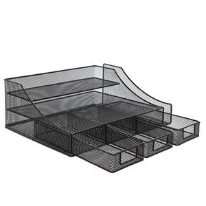 Groothandel Zwart Gaas Metalen Kantoor Desktop <span class=keywords><strong>Organizer</strong></span> Document Lade Bestand Opslag Met <span class=keywords><strong>3</strong></span> Laden