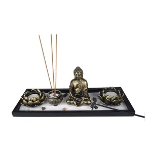 Resin Buddha Statue Lotus Candle Holder And Incense Burner Holder