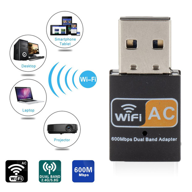 Factory Supply AC600 Mini 5GHz & 2.4GHz RTL8811au Chipset WiFi USB  Dual Band Adapter