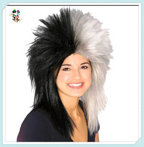 Moitié Noir Moitié Blanc Couleurs <span class=keywords><strong>Cruella</strong></span> Synthétique Halloween Party Perruques HPC-1376 - Product Image 3