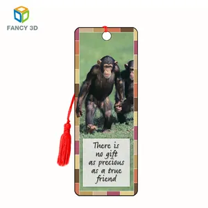 Zebulun गर्म बेचने ग्राहक लोगो बंदर प्लास्टिक 3D Lenticular डालने प्लास्टिक बुकमार्क