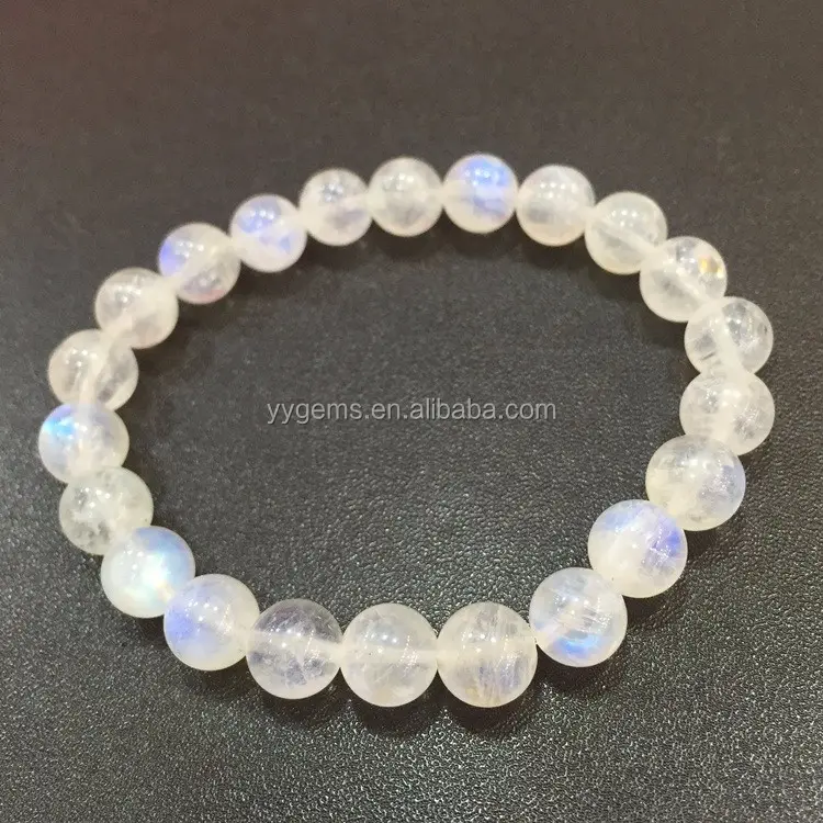 Yu ying Gems Fabrik preis 8mm natürlicher Mondstein lose Steinkugel perlen für Armband Halskette Mondstein