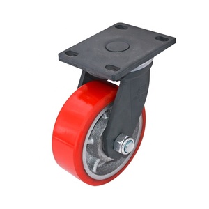 Industrielle Müllcontainer-Räder für unwegsames Gelände, wasserdicht, umweltfreundlich, <span class=keywords><strong>PU</strong></span>, Schwerlast mit Feststellbremse, 100mm - Product Image 1