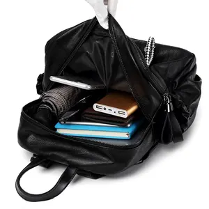 MIYIN borsa a tracolla doppia versione coreana 2023 borsa per studenti in morbida pelle di nuova moda per il tempo libero zaino con cerniera semplice borsa da donna