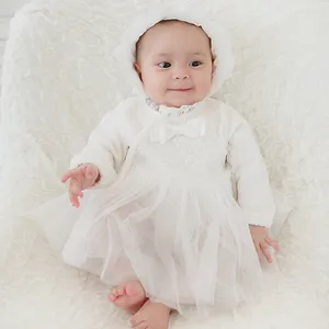 Baby Infant Taufe Kleid Baby Girl Tauf kleid Neugeborene weiße Spitze Taufe Kleid weiße Stram pler