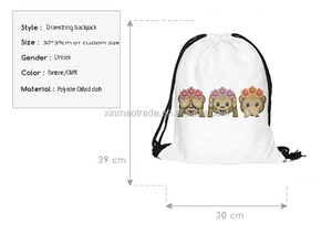 Personnalisé 3d imprimé singe emoji polyester sac de cordon étanche - Product Image 5