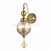 Venda quente personalizado impresso De Ouro interior Marrocos Estilo bola de vidro pequeno retro mesquita árabe Marroquino luz sombra lâmpada de parede