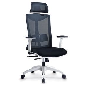 Hotel aluminum alloy set armrest high back mesh black and white frame office chair for study room - Product Image 6