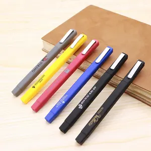 Customized Pen With Rubber Stocked Promotional Plastic Ballpoint Pen Rubber Finished Square Pens With Custom Logo
