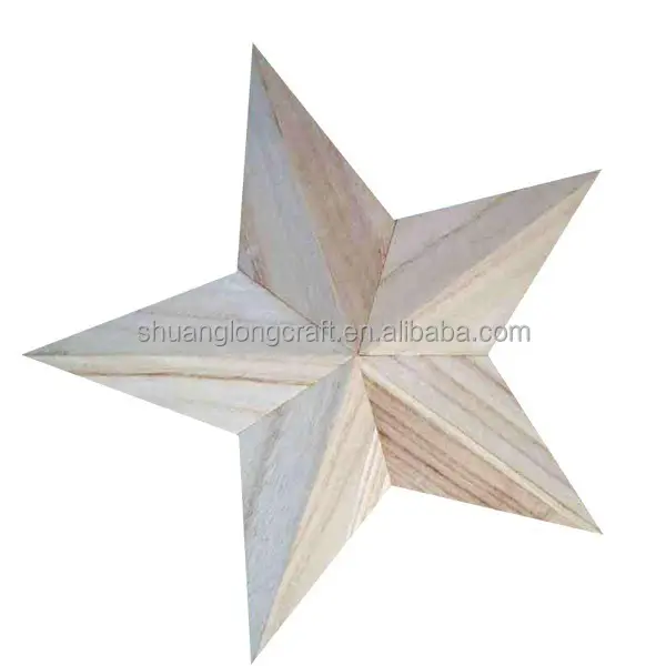 Estrella de madera para manualidades, estrellas colgantes decorativas, cinco estrellas de madera para decoración