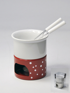 Service à fondue en porcelaine au chocolat à 2 petites poignées - Product Image 6