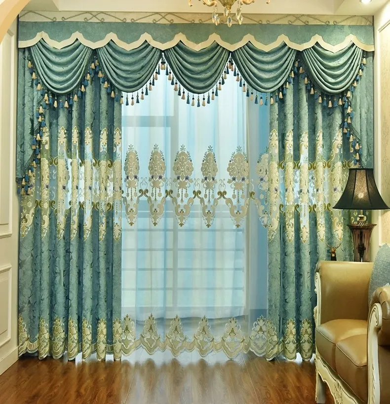 High Quality luxury European style curtain romantic embroidered windows/room curtains Fabric