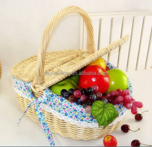 Panier de pique-nique en osier, contenant fait à la main, vide, avec couvercles, pour la nourriture, 1 pièce - Product Image 5