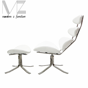 Moderne en acier inoxydable base soucoupe corona lounge chair et ottoman - Product Image 2