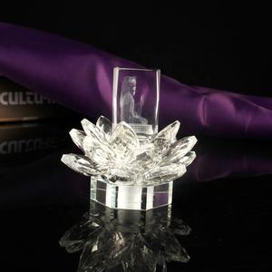 Cristallo fiore di loto supporto di candela favori di nozze Decorazione di Ornamento Regali/fiore di Loto con 3D laser buddha - Product Image 3