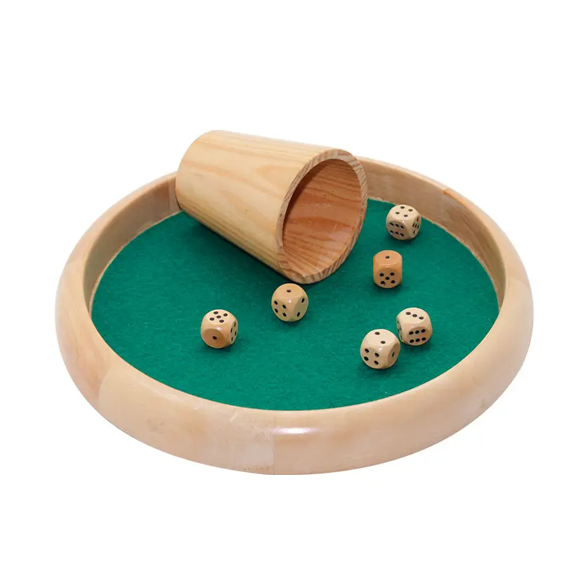 Jeu de table en bois de pin, avec tasse, feutre vert, nouvelle collection, couleur naturelle