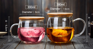 2026 Borosilicate Glass heat resistant Glass Tea <strong>Infuser</strong> Cup <strong>Mug</strong> with Glass tea strainer and bamboo lid - Product Image 6