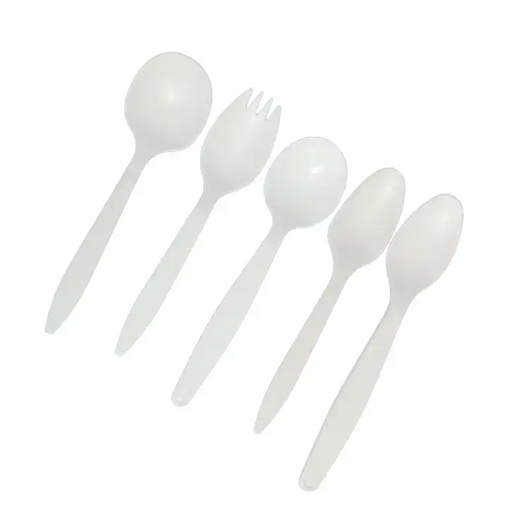 Cuillère en plastique blanc jetable - Cuillère en plastique blanc jetable, Fabricant de fourchettes et cuillères compostables Made in Taiwan