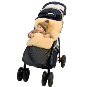 Genuine Australia Sheepskin Woolen Natural Fur Baby Sleeping Bag for stroller bunting bag Travel