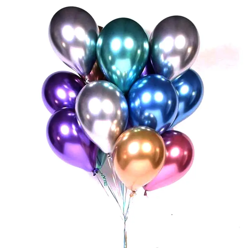 12 "Venta de cromo brillante nacarado globos de látex globo metálico