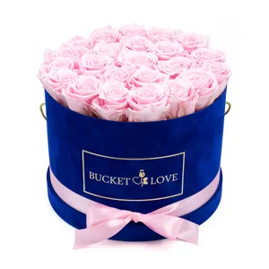 Samt-Schmuck-Verpackungs boxen, rund geformt, Samt-Geschenk-Blumen box, Wildleder-Schachtel, Luxus
