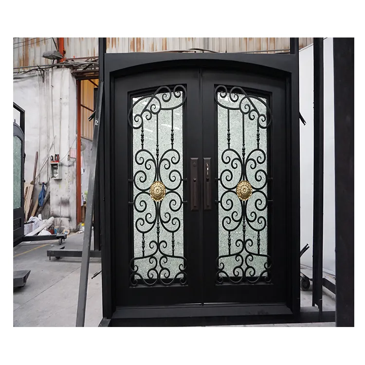 両開き玄関ドア錬鉄製中国製外装金属製フロントドア