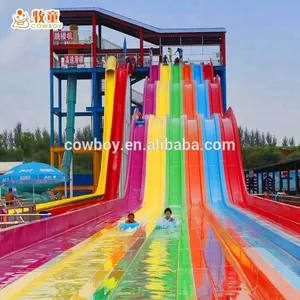 Hot Sale Rainbow Racing Waterpark Equipment Fiberglass Water Slides For Sale