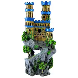 OEM personalizado peixes tanque acessórios resina Artificial Building Ruins Aquarium Ornament