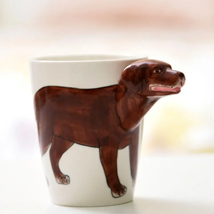 bodas taza de té con forma de animal Taza de café para perro divertido regalo para bebidas de la mañana y Navidad sorpresa 3D Celadon día del padre 
