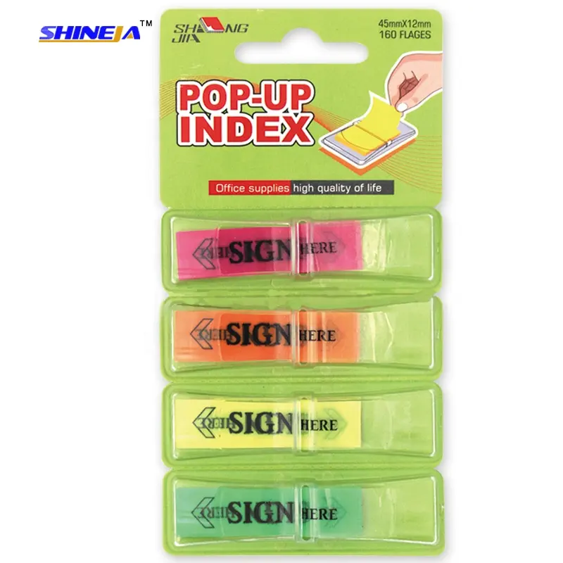 Pop-Up Gaya Tanda Tangan Di Sini Plastik PET Sticky Notes Page Marker Film Indeks