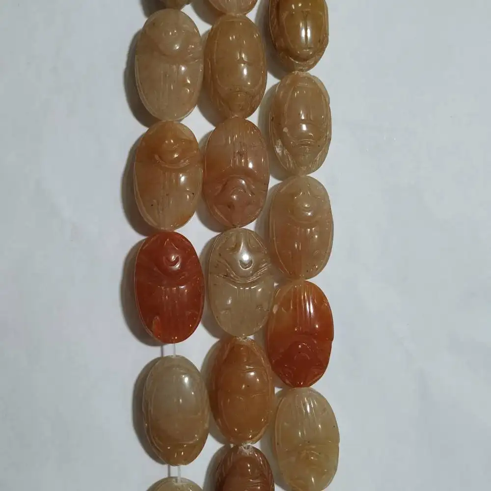 Perles naturelles en pierre précieuse sculptée, Aventurine rouge, coccinelle, perles d'animaux, 10 pièces