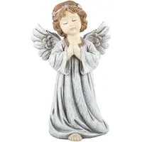 Custom house decorative tabletop White Small resin pray cherub Angel statue with Led ring