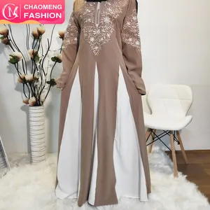 6112 # Sıcak satış son işlemeli tasarım uzun kollu maxi abaya müslüman elbise