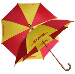 23inches wooden frame pongee fabric automatic rain straight umbrella