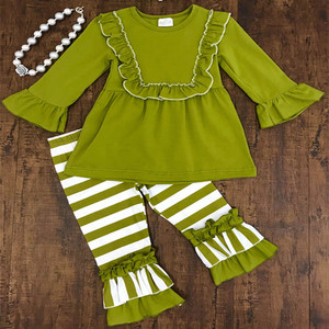Conjuntos de Boutique para Bebés Niñas Otoño: Lindos Pantalones con Volantes a Rayas y Ropa Infantil Fruncida al por Mayor, Moda Primavera para Niños - Product Image 4