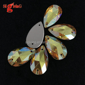 Belle couleur coudre sur cristal strass couleur soleil 17*28mm 3230 forme de goutte pour la fabrication de robes - Product Image 4