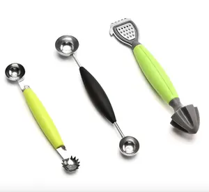 蔬菜柠檬雕刻工具用不锈钢瓜球雕刻刀套水果勺和果肉分离器