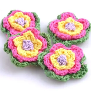 Factory Price Handmade Knitted Flower Cotton Crochet Flowers