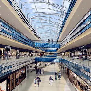 سقف مركز تسوق بهيكل هيكل هيكل الجمالون المجلفن مسبق الصنع