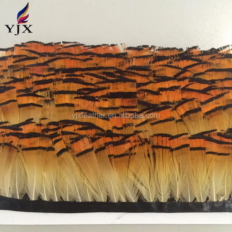 Grosir Alami Orange Golden Pheasant Tippet Feathers Potong untuk Pakaian Desain Cape