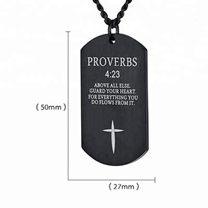 In Acciaio Inox Bible Verse Proverbi 4:23 Croce Dog Tag Pendente Della Collana per Gli Uomini - Product Image 3