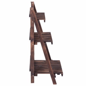 Scaffale per Vasi di Fiori a 3 Ripiani Pieghevole in Legno Espositore per Interni ed Esterni Giardino - Product Image 3