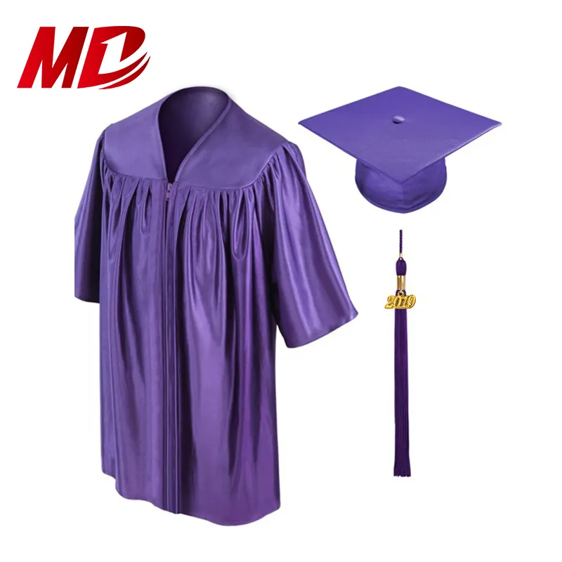 Children Graduation Gown Pattern Mondon Royal Blue Shiny Kids Uniform Children Graduation Caps And Gowns