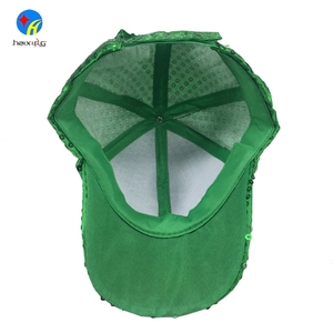 Least wholesale fashion 6 panel plain green sequins baseball cap - Product Image 6