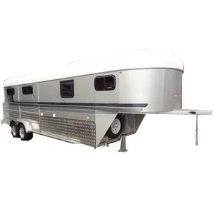 2024 High Standard 4 Horses Trailer Australien Schwanenhals Fiberglas Horse Float Trailer mit Wohnvierteln