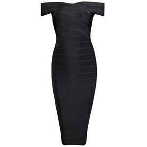 Robe moulante texturée à épaules dénudées de haute qualité pour femme de bureau, robe unie élastique, usine du Guangdong - Product Image 5