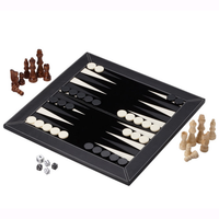 Jeu d'échecs et de backgammon 2 en 1, en cuir véritable fait main, durable, plateau plat