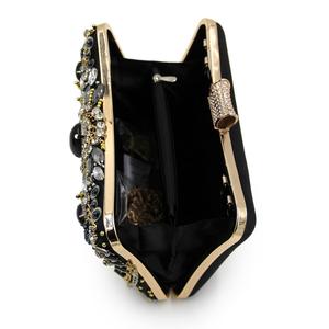 Borsa di lusso di seta di simulazione borse da donna con perline di cristallo nero <span class=keywords><strong>pochette</strong></span> da sera con diamanti di alta qualità 2023 - Product Image 3